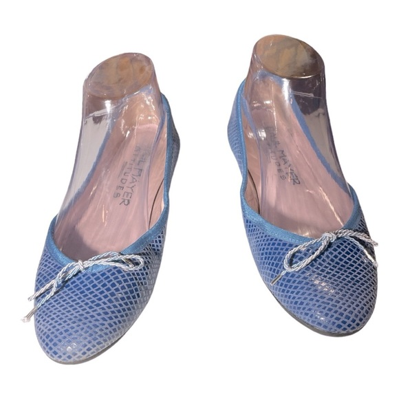 Paul Mayer Ladies Snakeskin Flats in Sky Blue - Picture 6 of 11